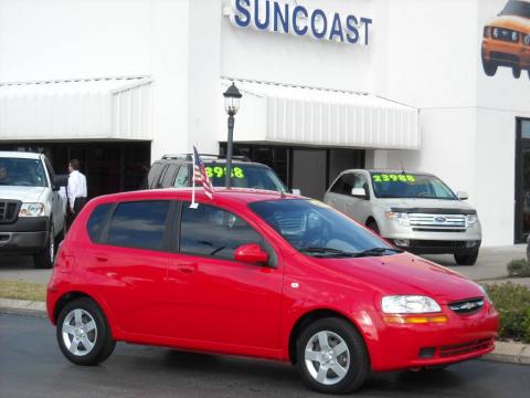 Victory Red 2005 Chevrolet Aveo LS Hatchback with Gray interior Victory Red 