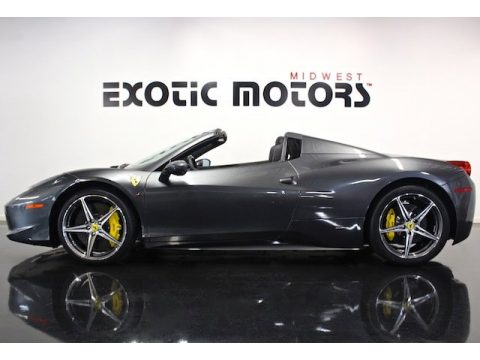 Grigio Silverstone (Dark Grey Metallic) Ferrari 458 Spider.  Click to enlarge.