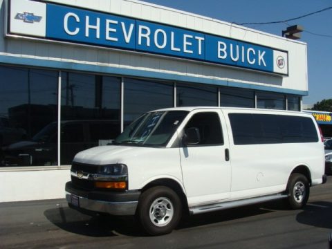 Summit White Chevrolet Express LT 3500 Passenger Van.  Click to enlarge.