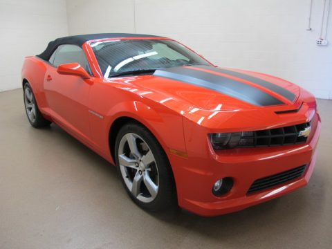 Inferno Orange Metallic Chevrolet Camaro SS/RS Convertible.  Click to enlarge.