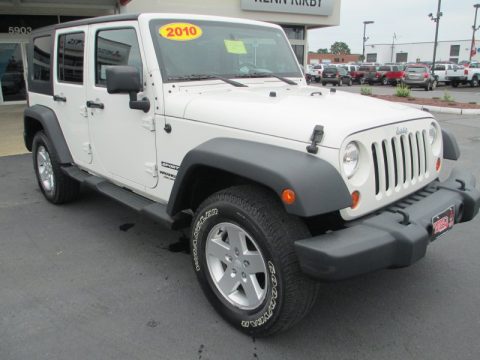 Stone White Jeep Wrangler Unlimited Sport 4x4.  Click to enlarge.