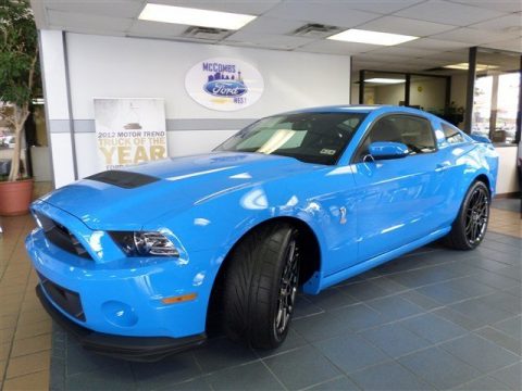 Grabber Blue Ford Mustang Shelby GT500 SVT Performance Package Coupe.  Click to enlarge.