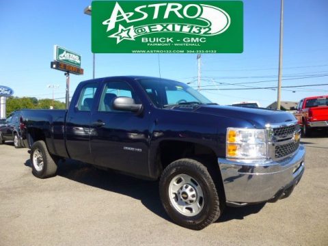 Imperial Blue Metallic Chevrolet Silverado 2500HD Work Truck Extended Cab 4x4.  Click to enlarge.