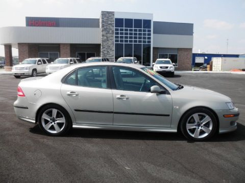 Parchment Silver Metallic Saab 9-3 Aero Sport Sedan.  Click to enlarge.