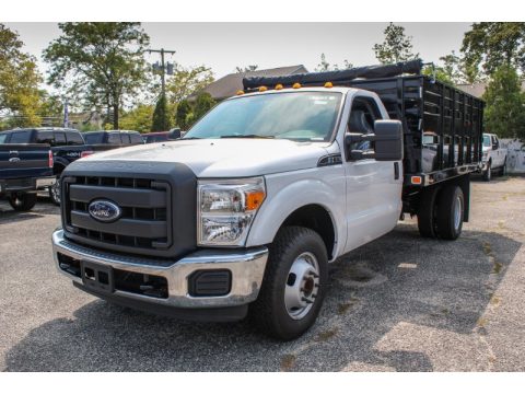 Oxford White Ford F350 Super Duty XL Regular Cab Stake Truck.  Click to enlarge.