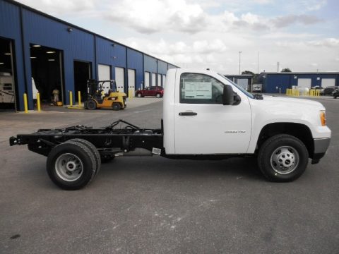 Summit White GMC Sierra 3500HD Regular Cab Dually Chassis.  Click to enlarge.