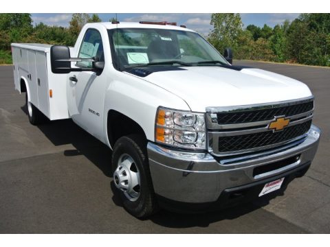 Summit White Chevrolet Silverado 3500HD WT Regular Cab Utility Truck.  Click to enlarge.