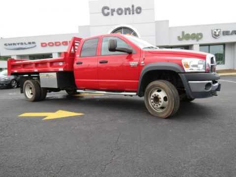 Flame Red Dodge Ram 4500 HD SLT Crew Cab 4x4 Dump Truck.  Click to enlarge.