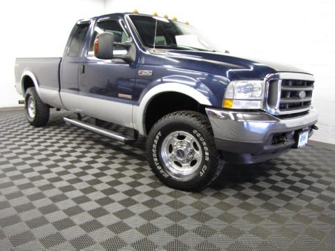True Blue Metallic Ford F250 Super Duty Lariat SuperCab 4x4.  Click to enlarge.