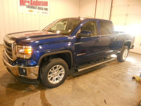 Cobalt Blue Metallic GMC Sierra 1500 SLE Crew Cab 4x4.  Click to enlarge.