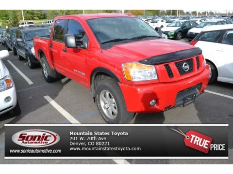 Red Alert Nissan Titan Pro-4X Crew Cab 4x4.  Click to enlarge.