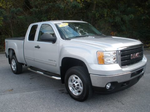 Pure Silver Metallic GMC Sierra 2500HD SLE Extended Cab 4x4.  Click to enlarge.