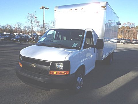 Summit White Chevrolet Express Cutaway 3500 Moving Van.  Click to enlarge.
