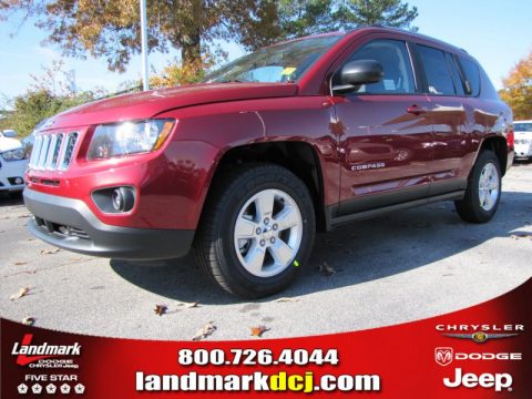 Deep Cherry Red Crystal Pearl Jeep Compass Sport.  Click to enlarge.