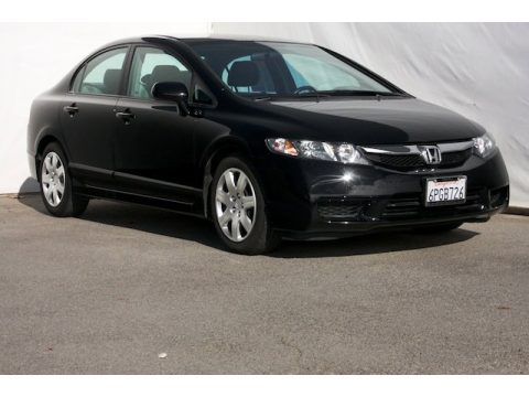 Crystal Black Pearl Honda Civic LX Sedan.  Click to enlarge.