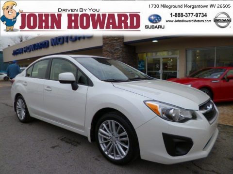 Satin White Pearl Subaru Impreza 2.0i Premium 4 Door.  Click to enlarge.