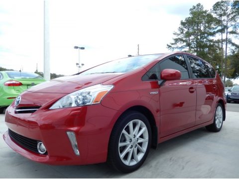 Barcelona Red Metallic Toyota Prius v Five Hybrid.  Click to enlarge.
