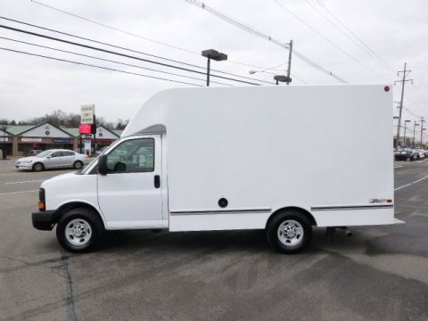 Summit White Chevrolet Express Cutaway 3500 Moving Van.  Click to enlarge.