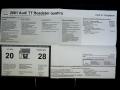  2001 Audi TT 1.8T quattro Roadster Window Sticker #19