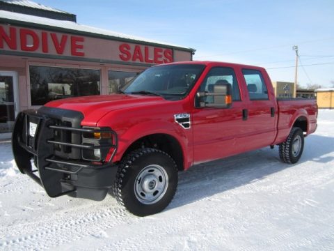 Vermillion Red Ford F250 Super Duty XL Crew Cab 4x4.  Click to enlarge.