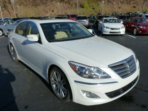 White Satin Pearl Hyundai Genesis 3.8 Sedan.  Click to enlarge.