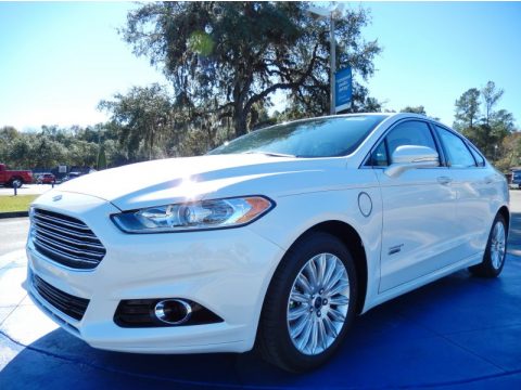 White Platinum Ford Fusion Energi Titanium.  Click to enlarge.