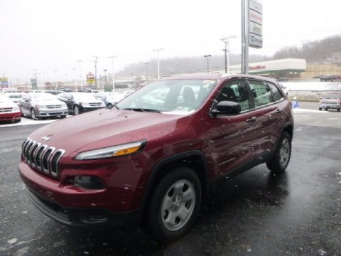 Deep Cherry Red Crystal Pearl Jeep Cherokee Sport 4x4.  Click to enlarge.