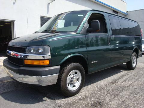 Dark Green Metallic Chevrolet Express 2500 Passenger Van.  Click to enlarge.