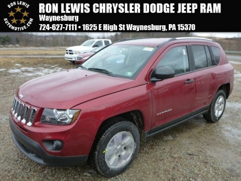 Deep Cherry Red Crystal Pearl Jeep Compass Sport.  Click to enlarge.