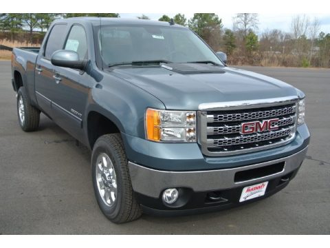 Stealth Gray Metallic GMC Sierra 2500HD SLT Crew Cab 4x4.  Click to enlarge.