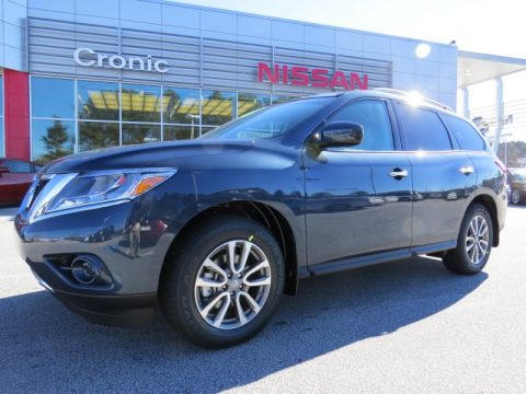 Arctic Blue Metallic Nissan Pathfinder SV.  Click to enlarge.