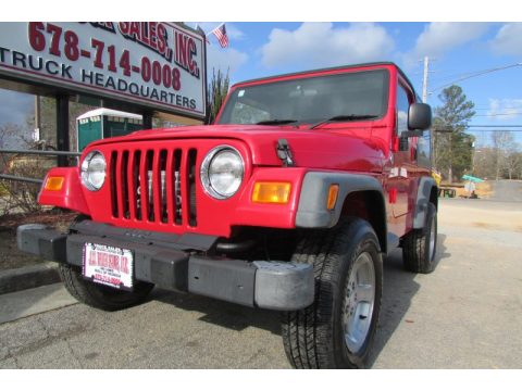 Flame Red Jeep Wrangler Sport 4x4 Right Hand Drive.  Click to enlarge.