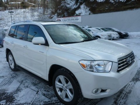Blizzard White Pearl Toyota Highlander Limited 4WD.  Click to enlarge.