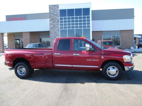 Inferno Red Crystal Pearl Dodge Ram 3500 SLT Quad Cab Dually.  Click to enlarge.