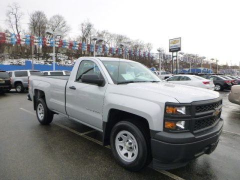 Silver Ice Metallic Chevrolet Silverado 1500 WT Regular Cab.  Click to enlarge.