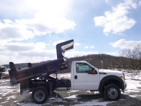 Oxford White Ford F450 Super Duty XL Regular Cab 4x4 Dump Truck.  Click to enlarge.