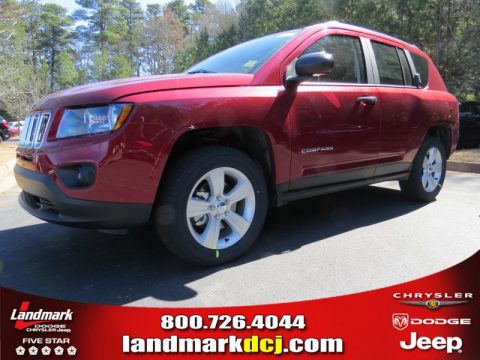 Deep Cherry Red Crystal Pearl Jeep Compass Sport.  Click to enlarge.