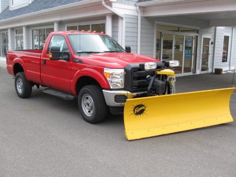 Vermillion Red Ford F350 Super Duty XL Regular Cab 4x4 Plow Truck.  Click to enlarge.
