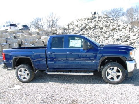 Cobalt Blue Metallic GMC Sierra 2500HD SLE Double Cab 4x4.  Click to enlarge.