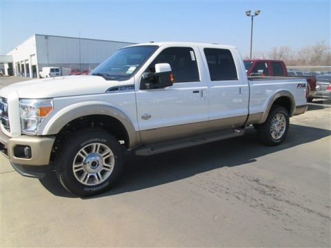 White Platinum Tri-Coat Ford F250 Super Duty King Ranch Crew Cab 4x4.  Click to enlarge.