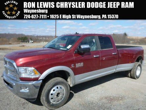 Deep Cherry Red Crystal Pearl Ram 3500 Laramie Crew Cab 4x4 Dually.  Click to enlarge.
