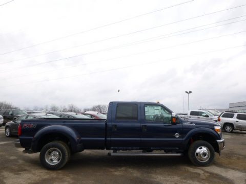 Blue Jeans Metallic Ford F350 Super Duty XLT Crew Cab 4x4 Dually.  Click to enlarge.