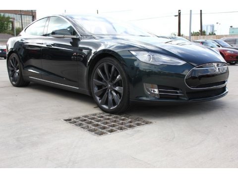 Green Metallic Tesla Model S P85 Performance.  Click to enlarge.