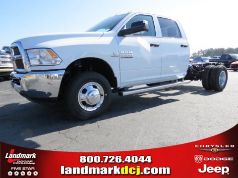 Bright White Ram 3500 Tradesman Crew Cab 4x4 Dually Chassis.  Click to enlarge.