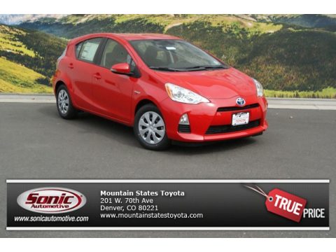 Absolutely Red Toyota Prius c Hybrid Two.  Click to enlarge.