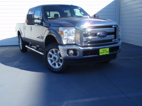 Sterling Gray Metallic Ford F250 Super Duty Lariat Crew Cab 4x4.  Click to enlarge.