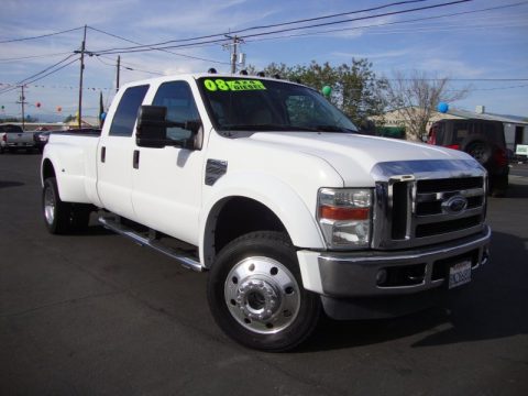 Oxford White Ford F450 Super Duty Lariat Crew Cab 4x4 Dually.  Click to enlarge.