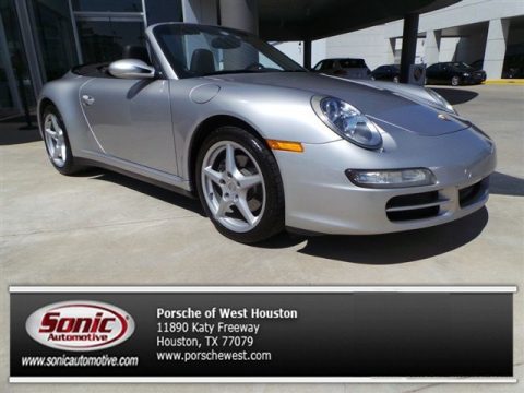 Arctic Silver Metallic Porsche 911 Carrera 4 Cabriolet.  Click to enlarge.