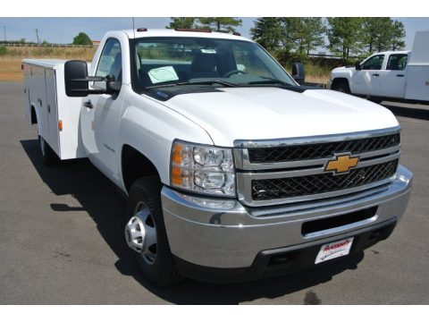 Summit White Chevrolet Silverado 3500HD WT Regular Cab Dual Rear Wheel Utility.  Click to enlarge.