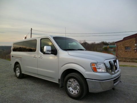 Brilliant Silver Nissan NV 3500 HD SV High Roof Passenger.  Click to enlarge.